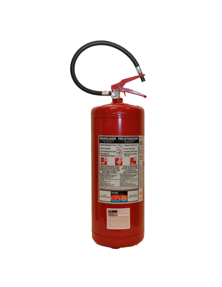 12-kg-pulver-brandslukker.png Pulverslukker 12 kg rød brandslukker med sort slange og dyse, effektiv til store brande